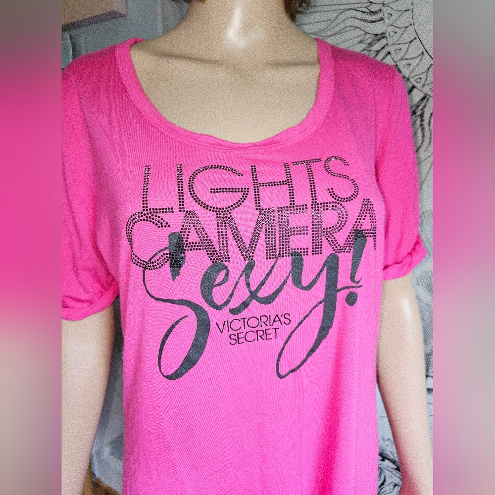 EUC Y2K Victoria's Secret Pink Graphic Women's Sleep Nightie High Low Top Small